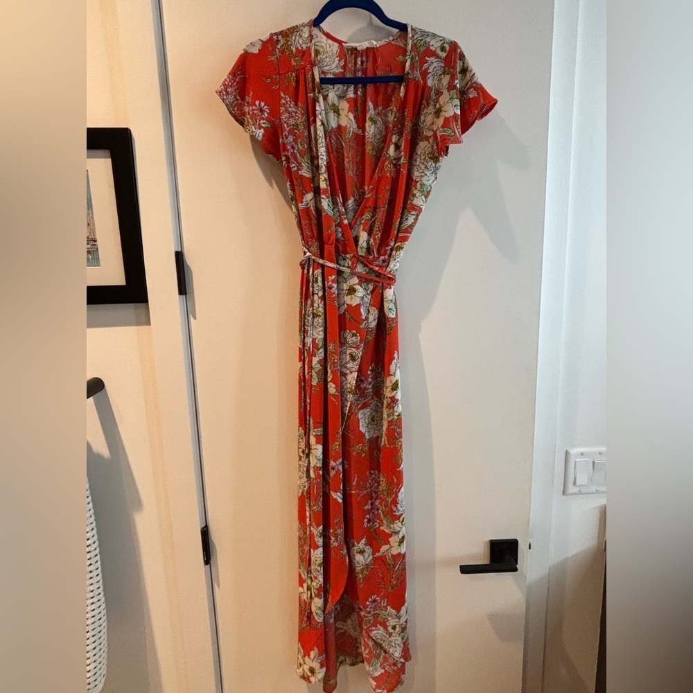 Floral High Low Dress - Red